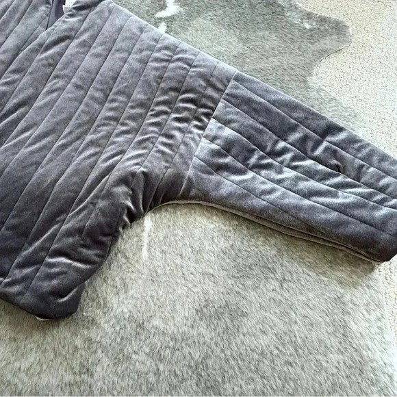 Quilted Velvet Waist Duster Open Jacket - Picture 8 of 12